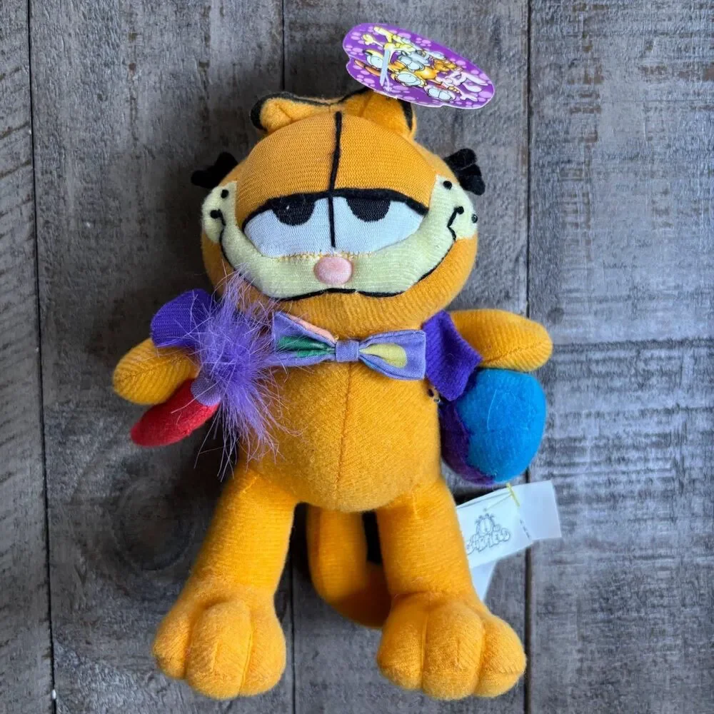 Vtg Garfield EASTER Stuffed Animal Plush Painting Egg Toy Cat Paws Vest Bow-Tie